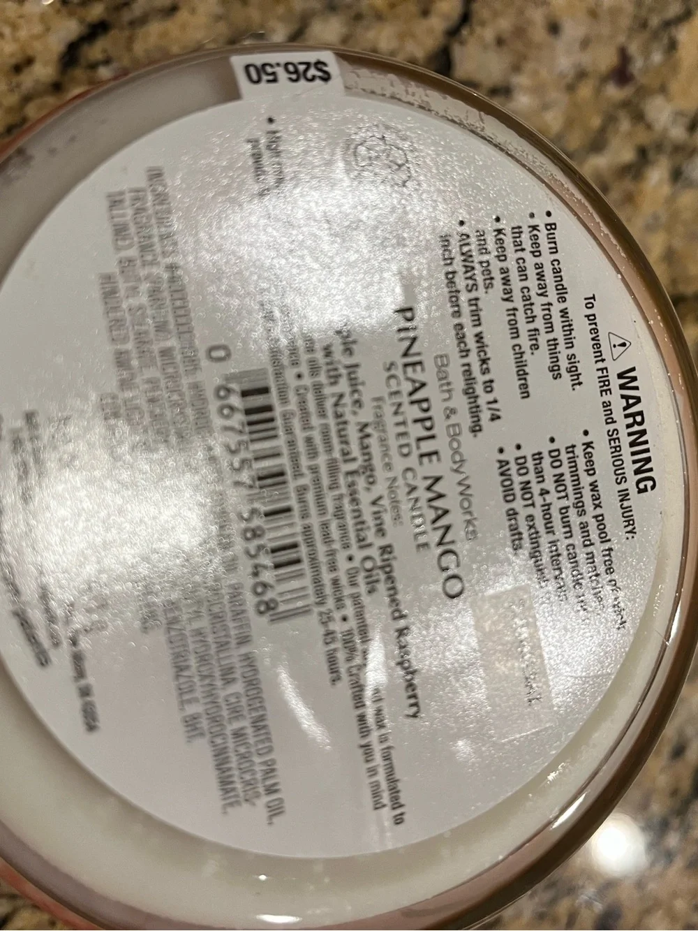 NWT Bath & Bodyworks 3 Wick Candle Pineapple Mango Scent